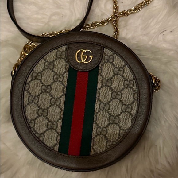 Gucci Beige and Brown Round Crossbody Bag - Picture 5 of 6